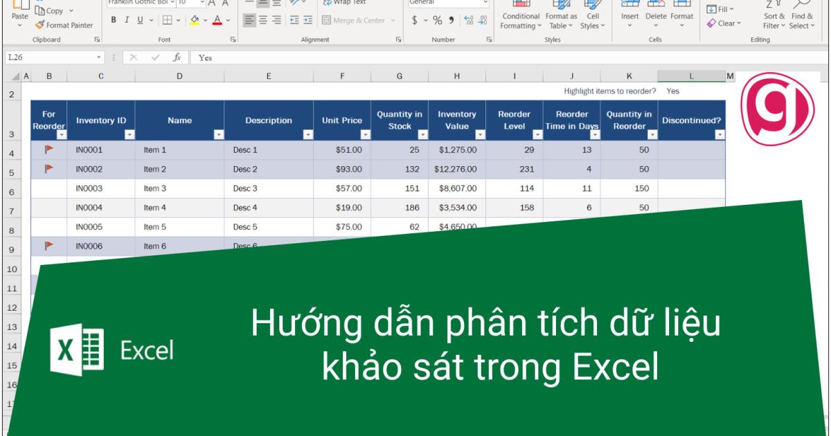 Hướng dẫn phân tích dữ liệu khảo sát trong Excel